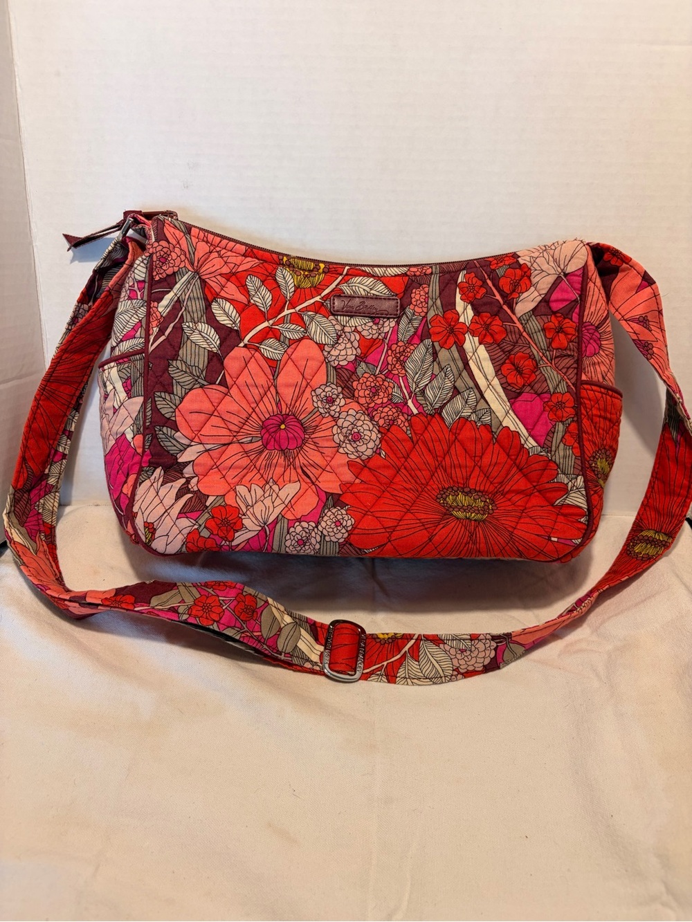 Vera Bradley Pink and Red Floral Quilted Shoulder Bag